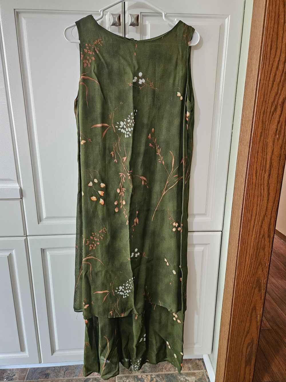 Vintage 90s Y2k Olive Moss Green Floral Maxi Dress Cottagecore Witchy Earthy